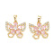 Brass Micro Pave Cubic Zirconia Pendants, Butterfly Charms, Real 18K Gold Plated, 14.5x16.5x3.5mm, Hole: 2.8x4.5mm