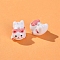 Handmade Porcelain Beads, Cat Shape, Pink, 22x15mm