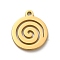 304 Stainless Steel Pendants, Laser Cut, Flat Round with Vortex Charm, Real 18K Gold Plated, 12x10x1mm, Hole: 1.2mm