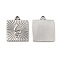 Non-Tarnish 316L Surgical Stainless Steel Pendants, Laser Cut, Square with Snake Charms, Stainless Steel Color, 22x18x3mm, Hole: 2~2.5mm