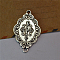 Tibetan Style Retro Alloy Links, Rhombus with Word Handmade, Antique Silver, 25x41mm, Hole: 2mm, 40pcs/bag