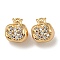 Brass Micro Pave Clear Cubic Zirconia Charms, Real 18K Gold Plated, Oval, Clear, 10.5x9.5x6.5mm, Hole: 1.5mm