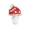 Real 18K Gold Plated Rack Plating Brass Enamel Charms, with Jump Ring, Long-Lasting Plated, Lead Free & Cadmium Free, 3D Mushroom Charm, Red, 15x10x10mm, Hole: 3mm