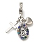 Rack Plating Alloy Colorful Rhinestone European Dangle Charms, Religion Cross & Heart & Virgin Mary Large Hole Pendants, Platinum, 31mm, Hole: 5.7mm