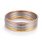 Fashion Tri-Color 304 Stainless Steel Buddhist Bangle Sets, Multi-color, 2-5/8 inch(6.8cm), 7pcs/set