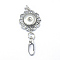 Alloy Rhinestone Snap Pendant Making, with Swivel Clasps, Card Holders, for Snap Buttons, Antique Silver, 42x37x6mm, Hole: 5x5.5mm, Fit Snap Button: 5~6mm knob