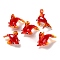 Handmade Lampwork Pendants, Fish Charms, FireBrick, 16.5x38x11.5mm, Hole: 2.5mm