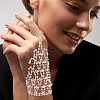 ANATTASOUL 2Pcs 2 Colors Crystal Rhinestone Chain Tassel Ring Bracelets Set BJEW-AN0001-19-6