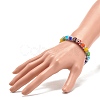 Colorful Evil Eye Lampwork Beaded Stretch Bracelet with Crystal Rhinestone for Women BJEW-JB07872-02-3