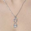 201 Stainless Steel Hollow Sand Clock Pendant Necklace NJEW-OY002-04-1