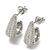 Rack Plating Rack Plating Brass Micro Pave Clear Cubic Zirconia Stud Earrings for Women EJEW-G354-01P-1