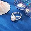 Round Natural Pearl Adjustable Rings RJEW-P113-09P-4