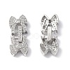 Rack Plating Brass Micro Pave Clear Cubic Zirconia Fold Over Clasps KK-G448-03P-2