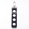 Black Leather Keychain with 4 Brass Snaps and Alloy Key Clasps Fit Snap Charms X-KEYC-R006-05-2
