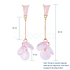 Glass Petal Dangle Ear Studs EJEW-JE03913-01-3