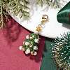 Christmas Tree Glass & Shell Pearl Pendant Decorations HJEW-TA00182-01-2