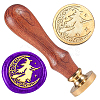 Halloween Golden Tone Brass Wax Seal Stamp Head with Wooden Handle AJEW-WH0208-824-1