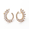 Brass Micro Pave Clear Cubic Zirconia Stud Earrings EJEW-L224-45G-1