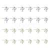 SUPERFINDINGS 24Pcs 2 Color Brass Micro Pave Clear Cubic Zirconia Stud Earring Findings KK-FH0004-79-1