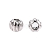 Rhodium Plated 925 Sterling Silver Corrugated Beads STER-T007-96P-2