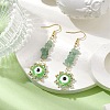 Evil Eye Natural Green Aventurine Chip & Seed Beads Dangle Earrings EJEW-MZ00166-04-2