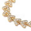 Rack Plating Brass Pave Clear Cubic Zirconia Arrow Link Chain Bracelets for Women BJEW-R317-04G-2