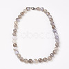 Natural Dyed Agate Beads Necklaces NJEW-F139-6mm-02-1
