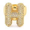 Brass Micro Pave Clear Cubic Zirconia Letter Open Cuff Ring for Women RJEW-M173-01G-H-2