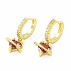 Cubic Zirconia Heart Dangle Hoop Earrings EJEW-H086-02G-2