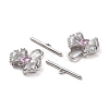 Brass Pave Pearl Pink Cubic Zirconia Toggle Clasps KK-E068-VC190-3
