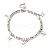 304 Stainless Steel Butterfly Charm Bracelet with 201 Stainless Steel Round Beads for Women BJEW-B057-25P-1
