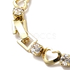 Rack Plating Iron Heart & Square Link Chains Bracelet with Cubic Zirconia BJEW-I300-02G-3