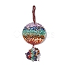 Flat Round Chakra Resin Gemstone Pendant Decorations HJEW-G017-01G-3