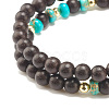 2Pcs 2 Style Natural Ebony Wood & Imperial Jasper Beaded Stretch Bracelets Set BJEW-JB07824-6