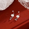 999 Sterling Silver Flower Ear Plug Gauges EJEW-P296-09S-4