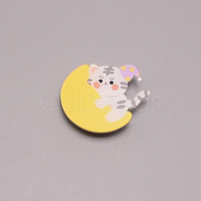 Tiger with Moon Chinese Zodiac Brooch Pin JEWB-TAC0008-04-1