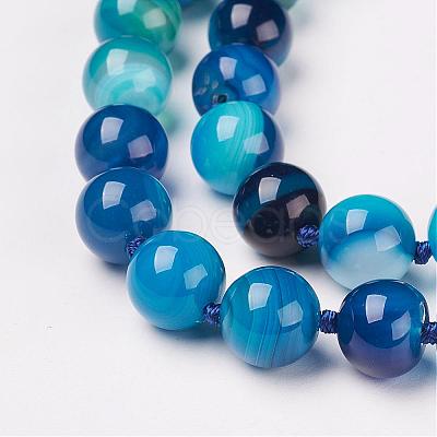 Natural Dyed Agate Beads Necklaces NJEW-F139-6mm-14-1