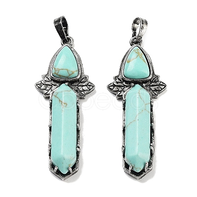 Synthetic Turquoise Sword Big Pendants G-Q163-08AS-09-1