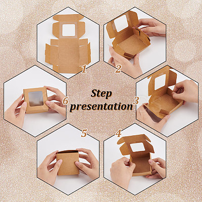 Square Foldable Creative Kraft Paper Box CON-WH0089-20B-1