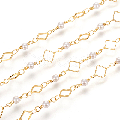 3.28 Feet Brass Handmade Beaded Chain X-CHC-I031-02G-1