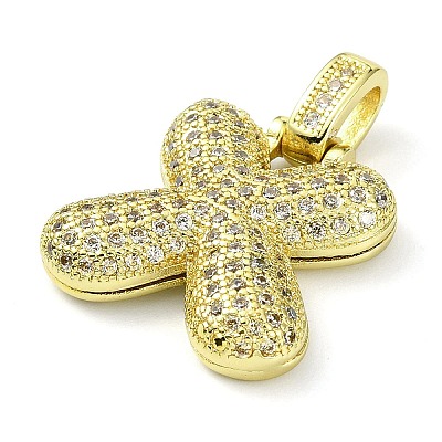 Brass Micro Pave Clear Cubic Zirconia Pendants KK-M279-01G-X-1