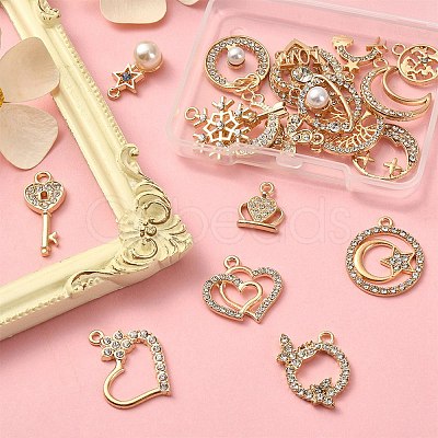 20Pcs 20 Style Alloy Crystal Rhinestone Pendants FIND-YW0003-36-1