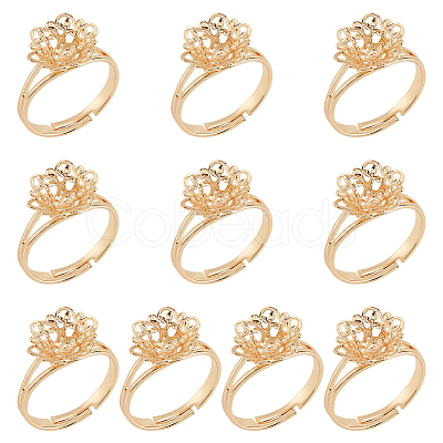 Nbeads 10Pcs Adjustable Brass Filigree Ring Settings KK-NB0003-03-1