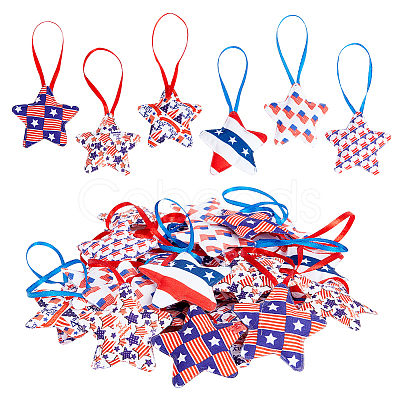 30Pcs 6 Style Independence Day Theme Star Cotton Ornaments DIY-WH0401-15-1