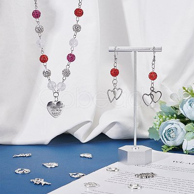 PandaHall Elite 72Pcs 12 Style  Tibetan Style Filigree Alloy Heart Charms TIBEP-PH0001-41-1