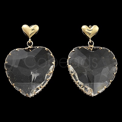 Glass Heart Dangle Stud Earrings EJEW-Q800-17A-KCG-1