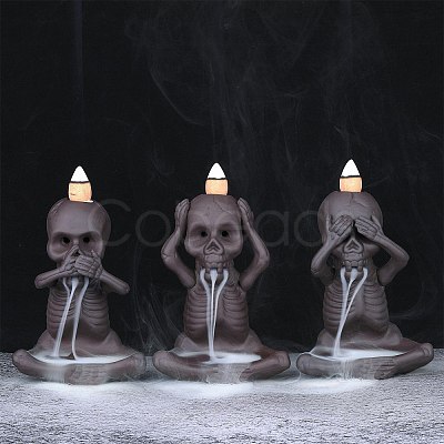 Ceramic Skull Backflow Incense Burner Smoke Waterfall Incense Holder JX840A-1