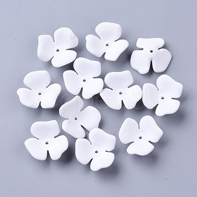 3-Petal Spray Painted Acrylic Bead Caps X-MACR-N007-01G-1