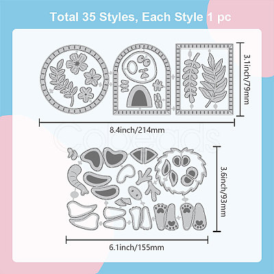 Floral Animal Carbon Steel Cutting Dies Stencils DIY-WH0309-1712-1