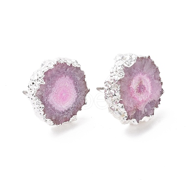 Natural Dyed Quartz Stud Earrings EJEW-P166-C01-1